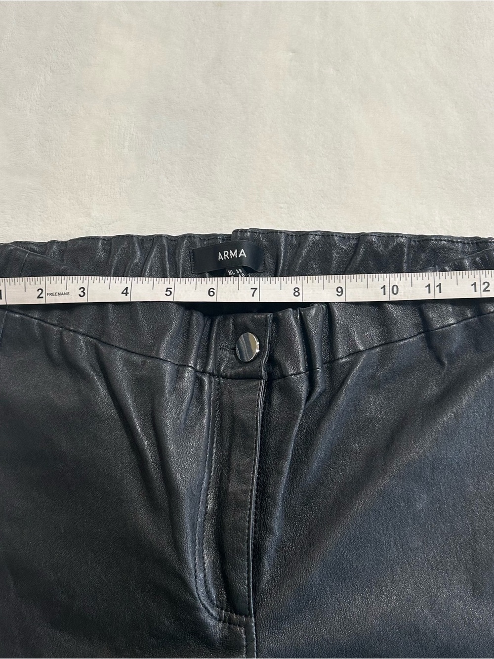 ARMA Black Leather Flare Pants US 6–8 Y2K Moto Rocker Bell Bottom - Picture 9 of 11